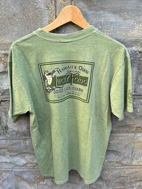 Vintage Crazy Shirts Hawaii Lucky Frog T Shirt M Green Surf Y2K